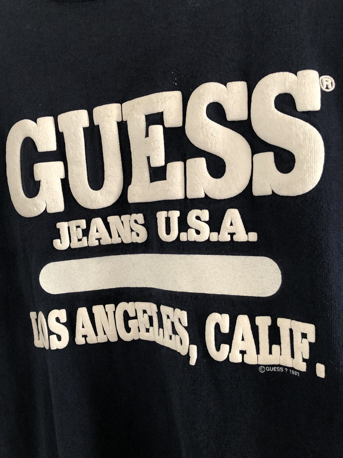 Guess 90's GUESS Puff Print Los Angeles College Tee Shirt Navy Size US XL / EU 56 / 4 - 2 Thumbnail