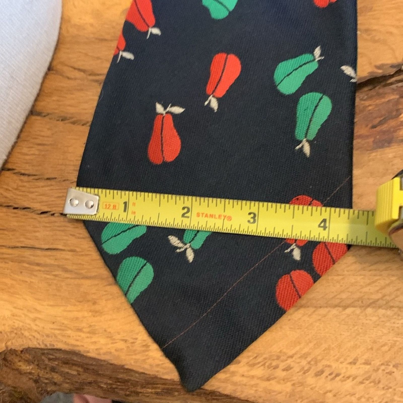 YSL Yves St Laurent 70's-80’s graphic pears super wide tie