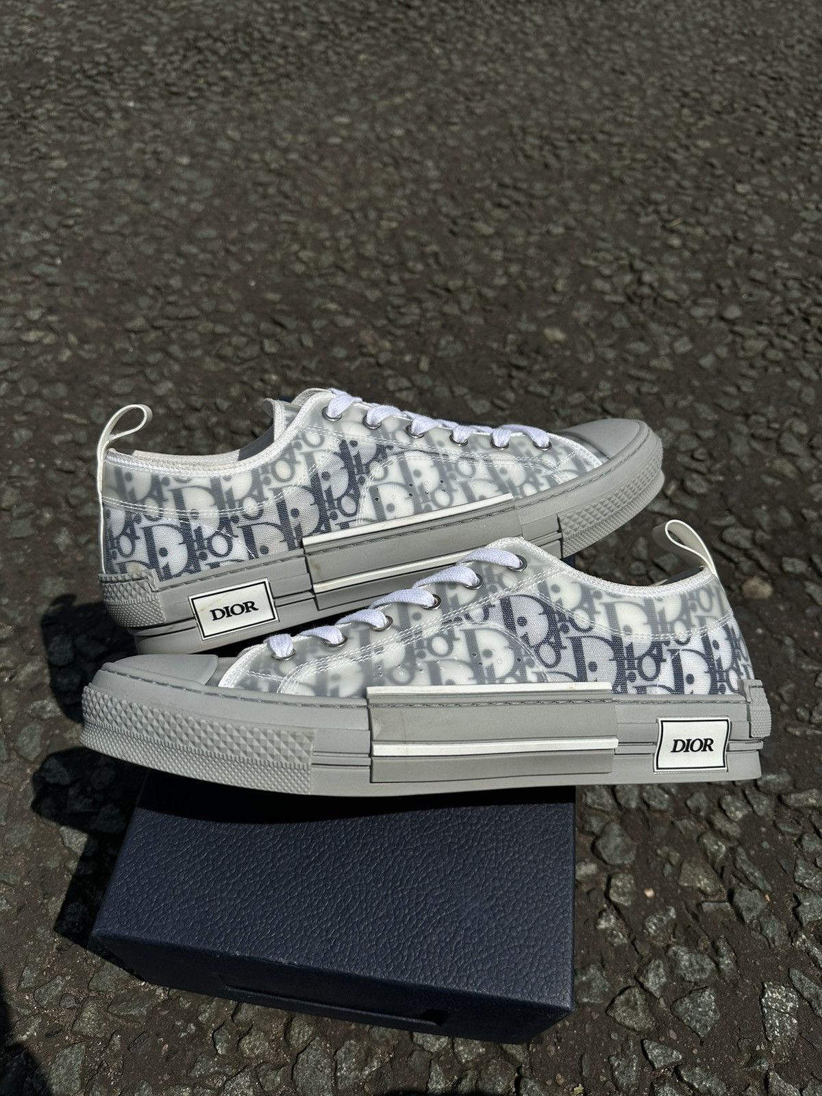 Dior Dior B23 Low White Navy Oblique Size US 10 / EU 43 - 1 Thumbnail