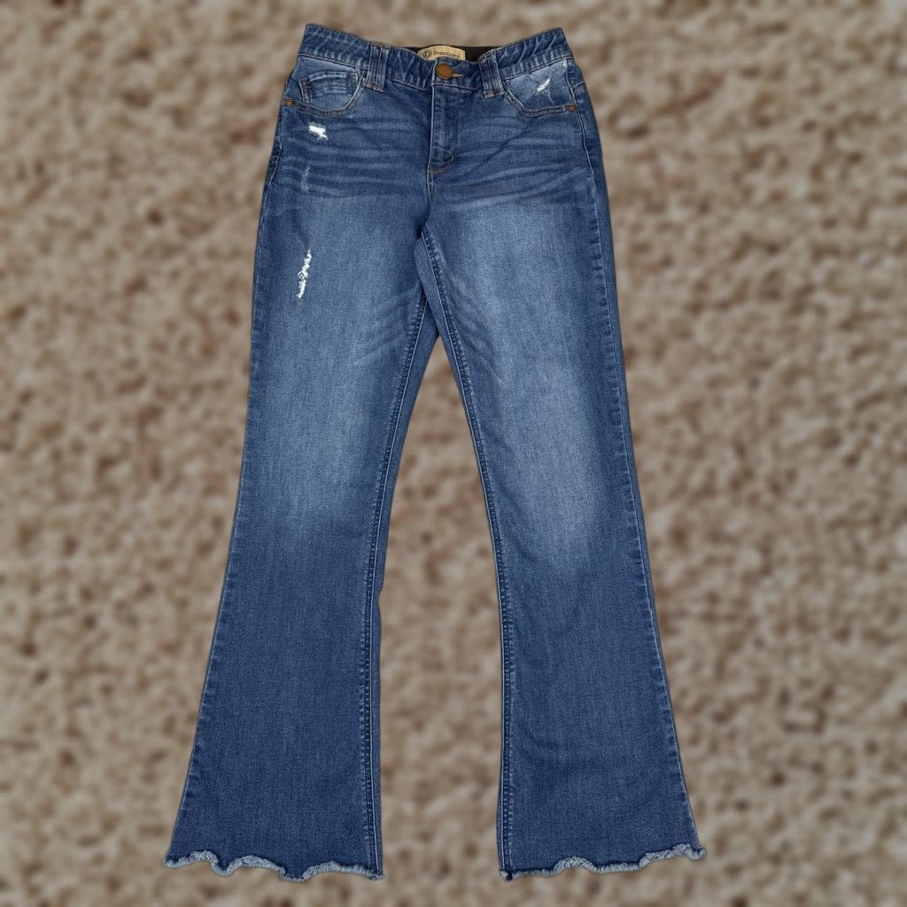 Vintage Democracy Jeans Womens Bootcut Mid Rise Distressed Denim 6 Blue 27x30 Pocket 5-Pocket Stretch Raw Hem Classic Comfortable Clothing Size 28" / US 6 / IT 42 - 1 Thumbnail