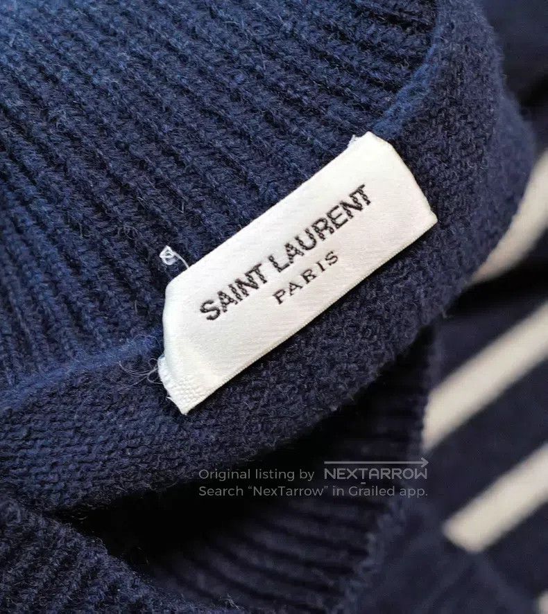 Saint Laurent Paris Saint Laurent Paris Striped Cashmere High Neck Sweater i Size US M / EU 48-50 / 2 - 3 Thumbnail