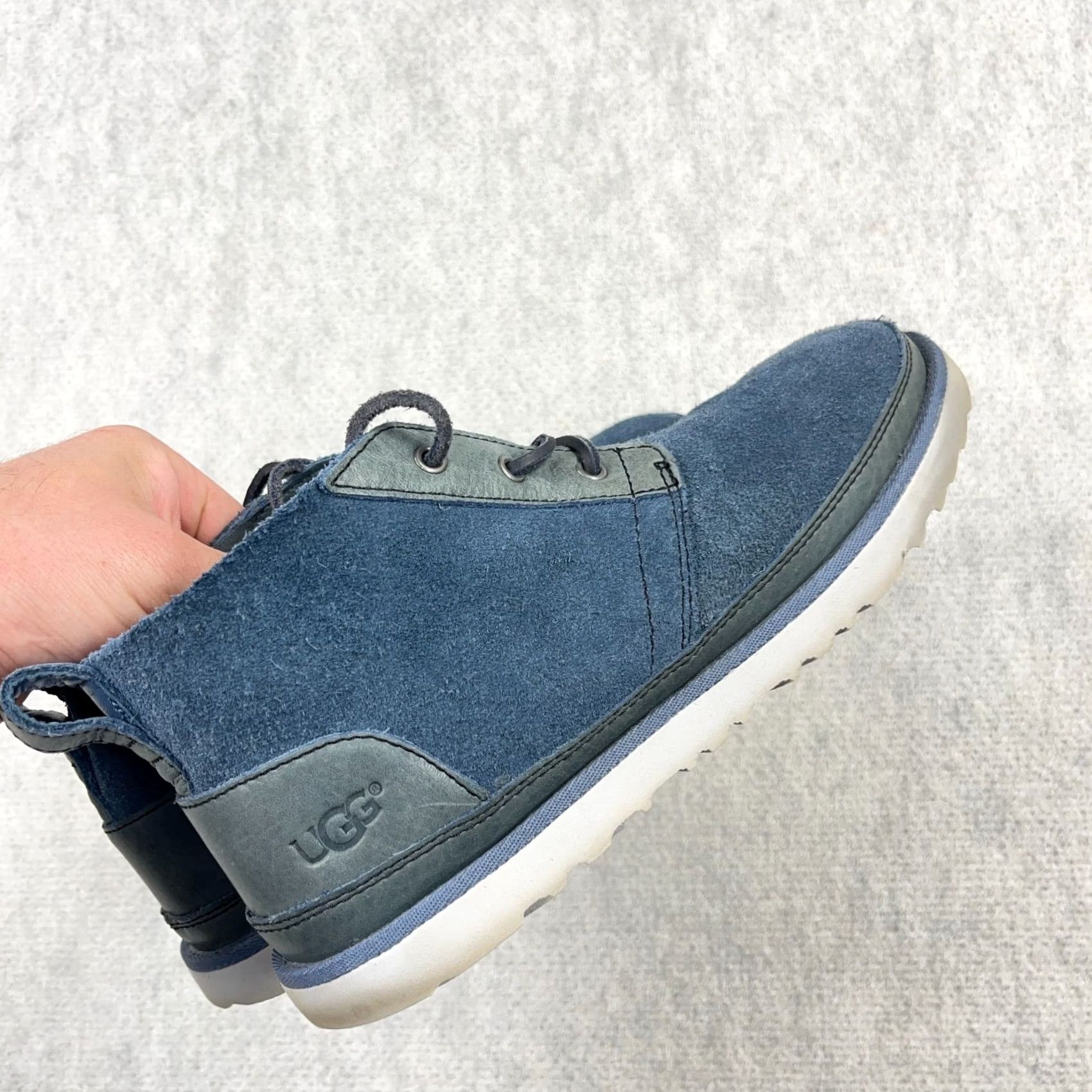 Ugg UGG Neumel Boots Salty Blue Suede Wool Ankle Boots Men Size 8 Knit Logo Casual Fall Winter Chukka Boots Mens Size US 8 / EU 41 - 5 Thumbnail