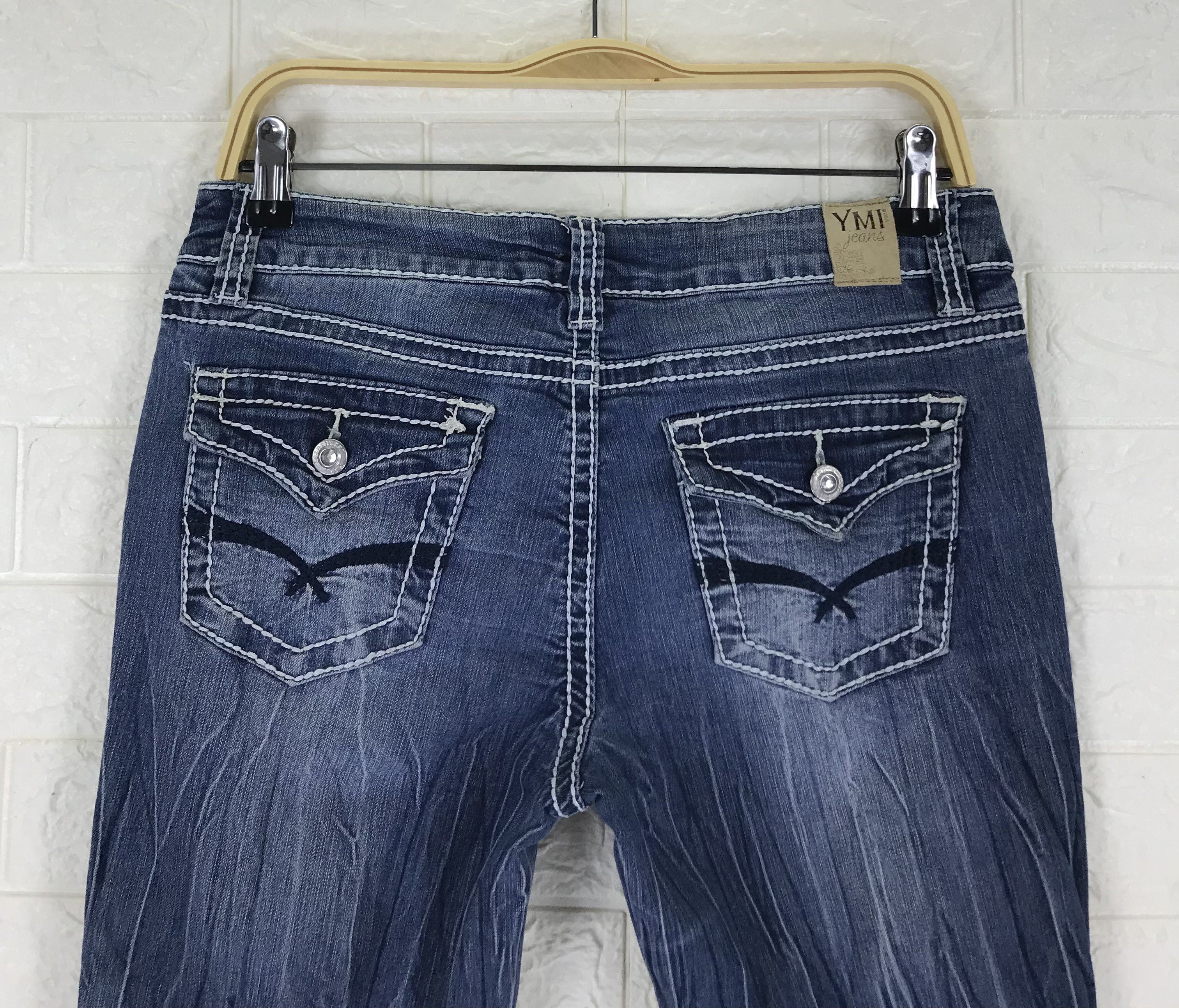 If Six Was Nine Vintage Japanese Super Flare Jeans Blue Washed Denim Size 30" / US 8 / IT 44 - 6 Thumbnail
