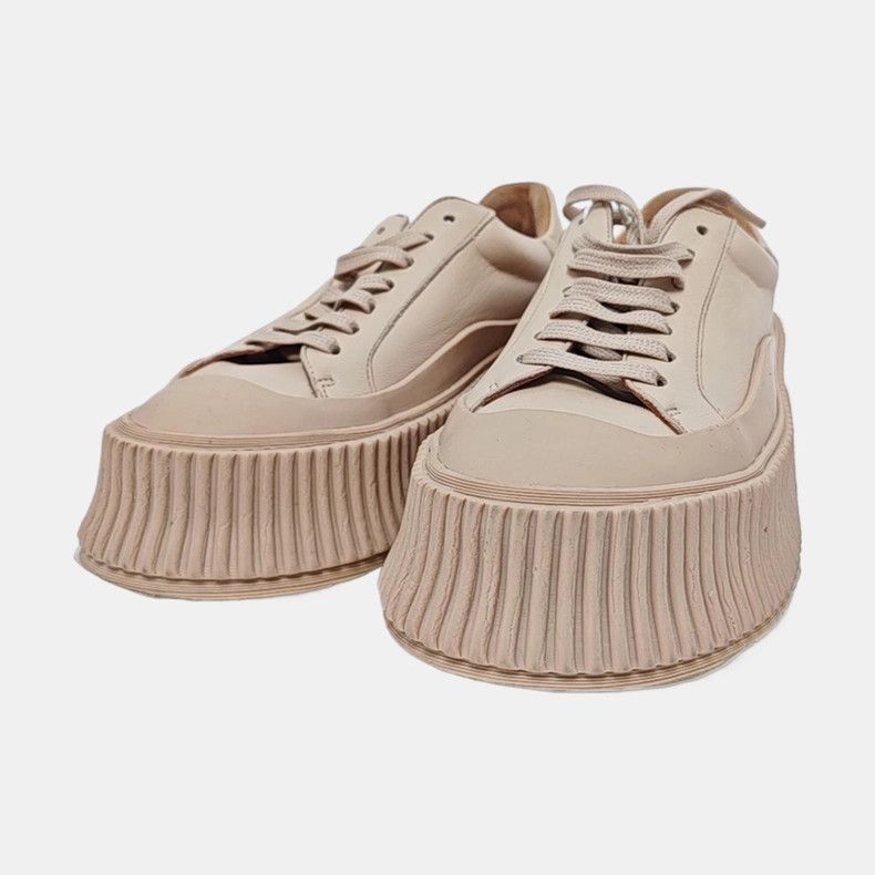Jil Sander JIL SANDER Nude Pink Leather Low-Top Casual Shoes Size US 5 / IT 35 - 1 Thumbnail