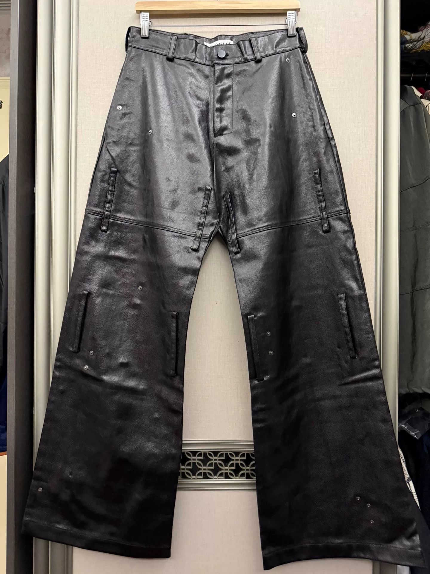 Ximon Lee new black leather pants with studded details Size US 27 - 1 Thumbnail