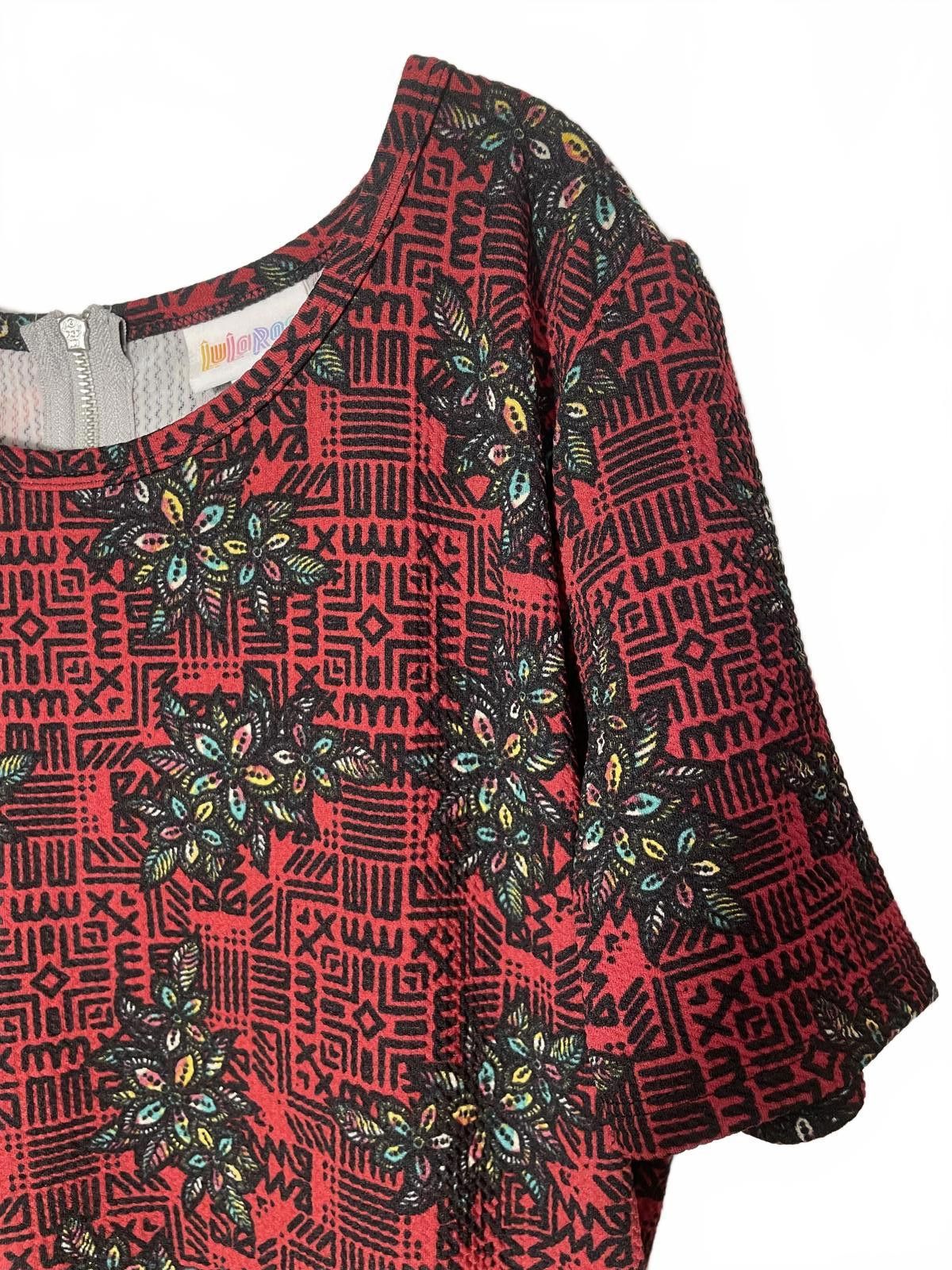 Other LuLaRoe Dress Women's Sz Large Burgundy Red Floral Zip Back Size L / US 10 / IT 46 - 5 Thumbnail