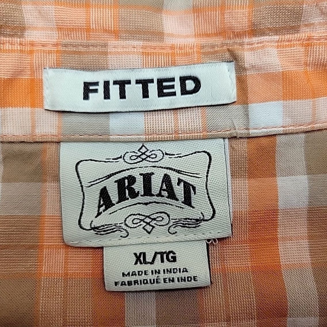 Ariat Ariat Shirt Womens XL Fitted Orange Plaid Long Sleeve Pearl Snap Western Cowboy Size XL / US 12-14 / IT 48-50 - 4 Thumbnail