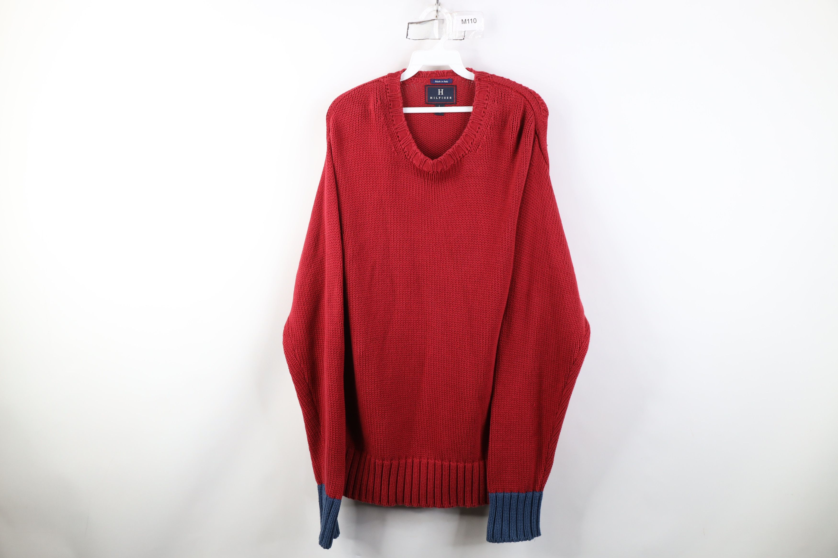 Tommy Hilfiger Vintage 90s Y2K Tommy Hilfiger Cotton Ribbed Knit Sweater Size US L / EU 52-54 / 3 - 1 Thumbnail