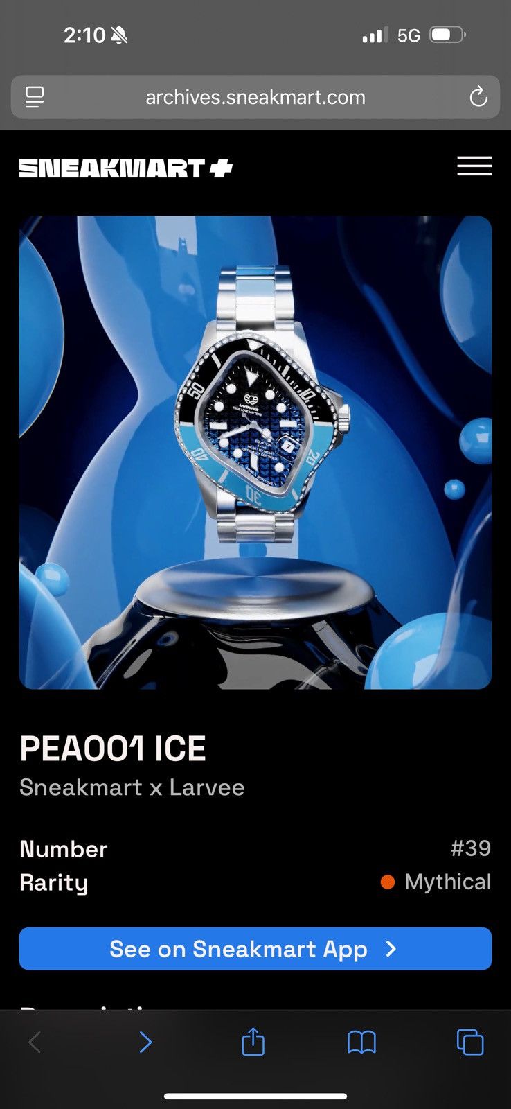 LAARVEE LAARVEE X SNEAKMART CRASH Watch ICE Blue Black Bezel PEA001 Size ONE SIZE - 6 Thumbnail