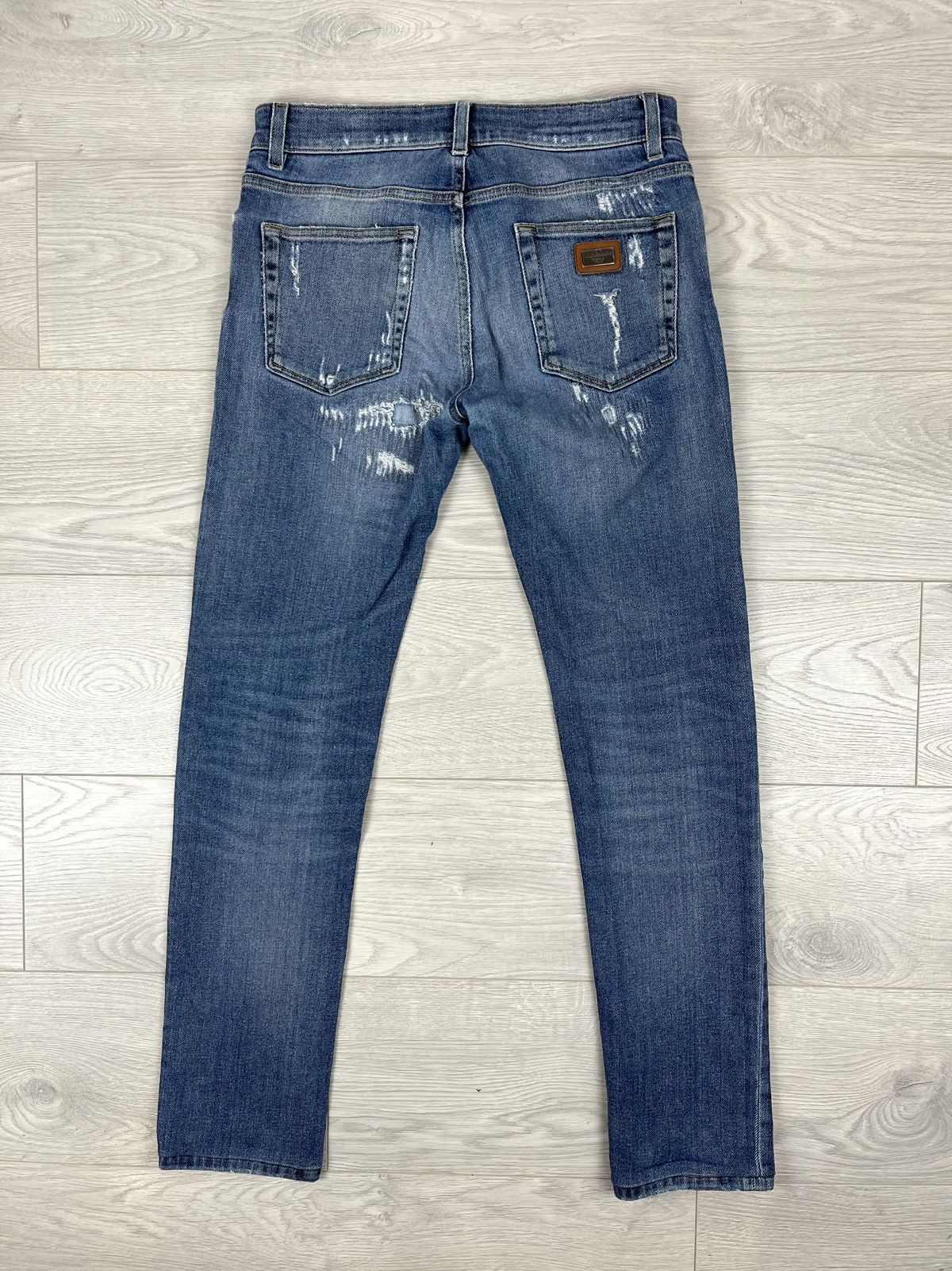 Dolce & Gabbana Dolce & Gabbana Distressed Slim Fit Blue Washed Denim Pants Size US 30 / EU 46 - 2 Thumbnail