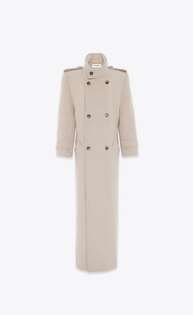 Saint Laurent Paris o1bcso1str1124 Coat in Beige Size XL / US 12-14 / IT 48-50 - 1 Thumbnail