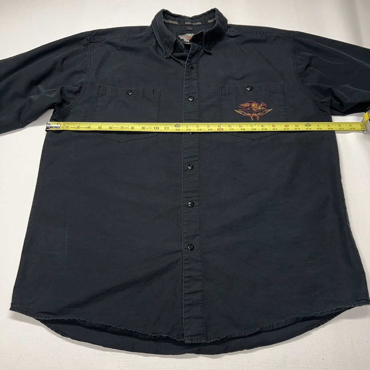Harley Davidson × Vintage Harley Davidson Button Up Shirt Black Embroidered Logo Biker Size US XL / EU 56 / 4 - 23 Thumbnail