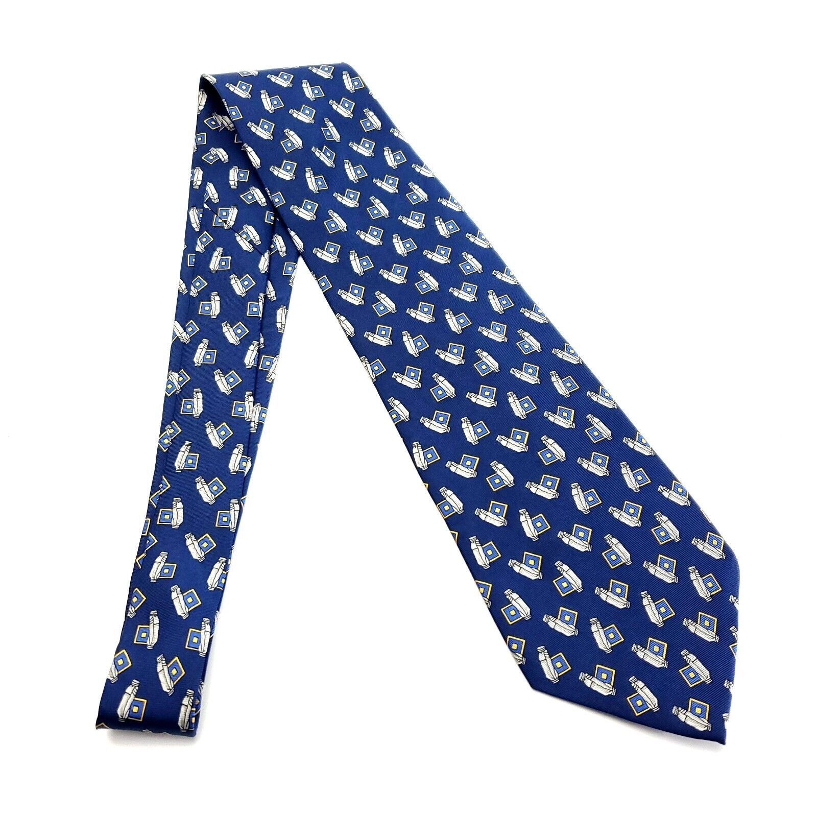 Ralph Lauren Chaps Ralph Lauren Silk Tie Print Blue Short Wide Size ONE SIZE - 7 Thumbnail