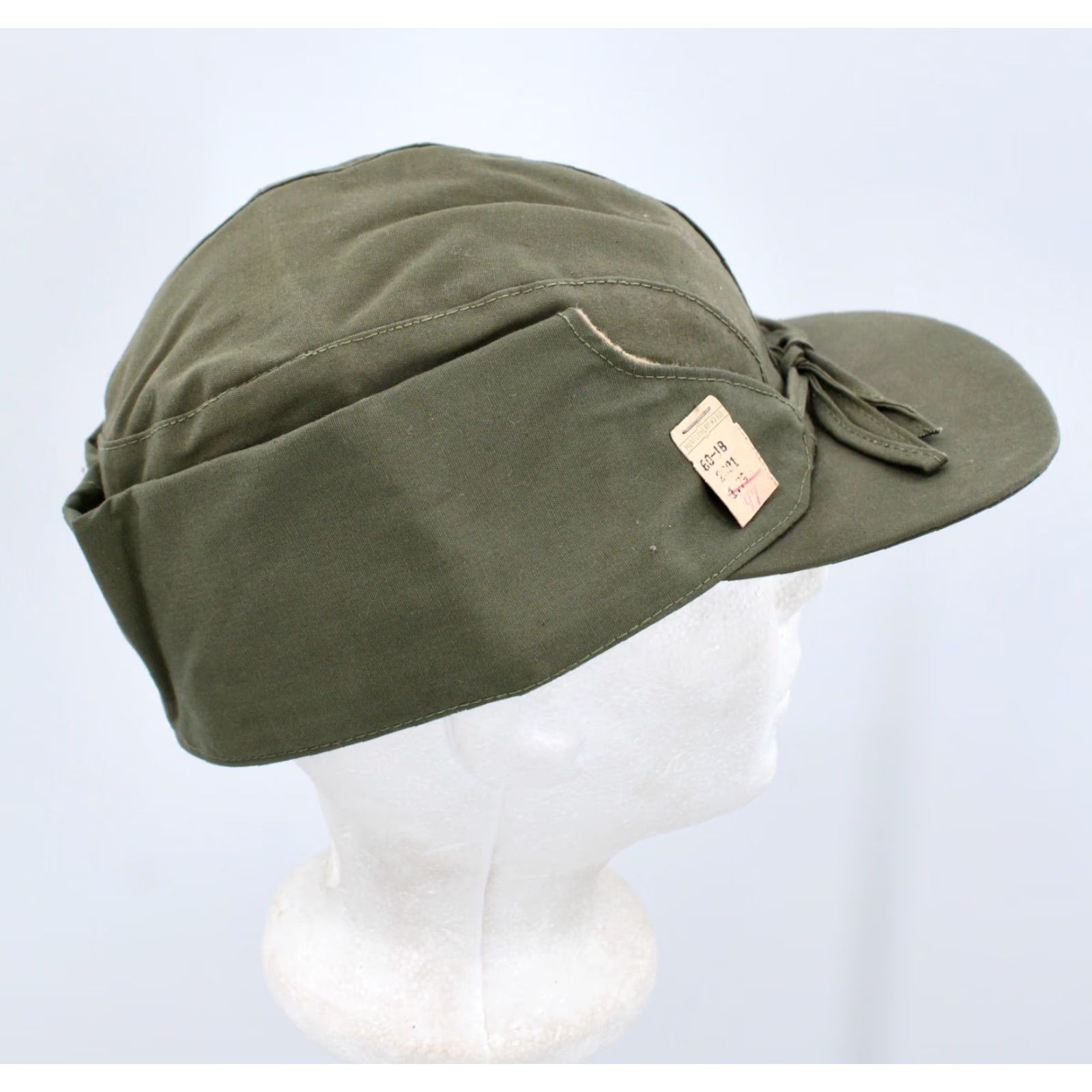 Vintage Men's VTG NOS 1930s Olive Green Hunter Cap Sz 7 1/8 Hat 30s Cap Vintage 1930s Green Cotton Mens Size ONE SIZE - 4 Thumbnail