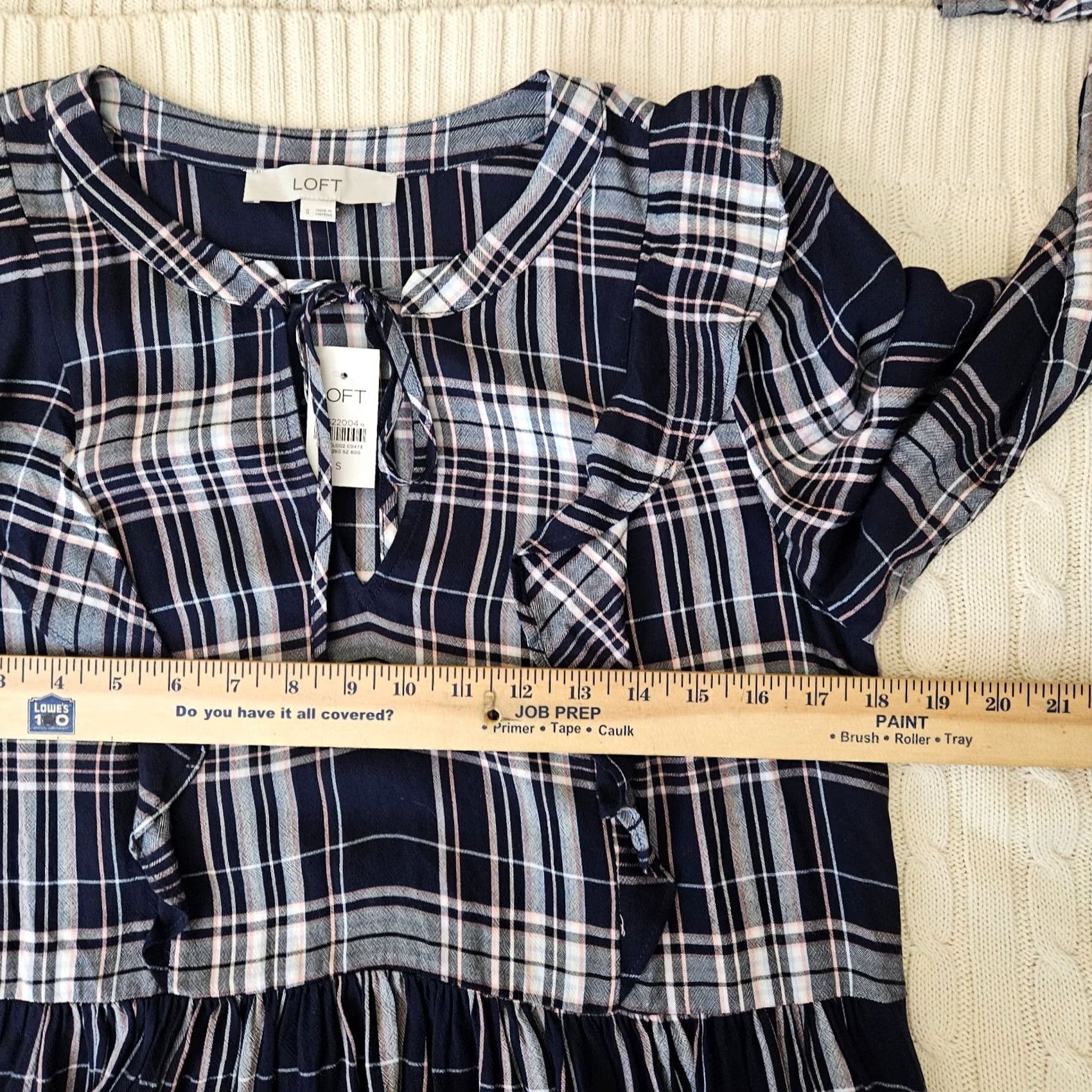 Loft VINTAGE Loft LOFT Plaid Ruffle Long Sleeve Swing Dress Sz S NEW Size S / US 4 / IT 40 - 5 Thumbnail