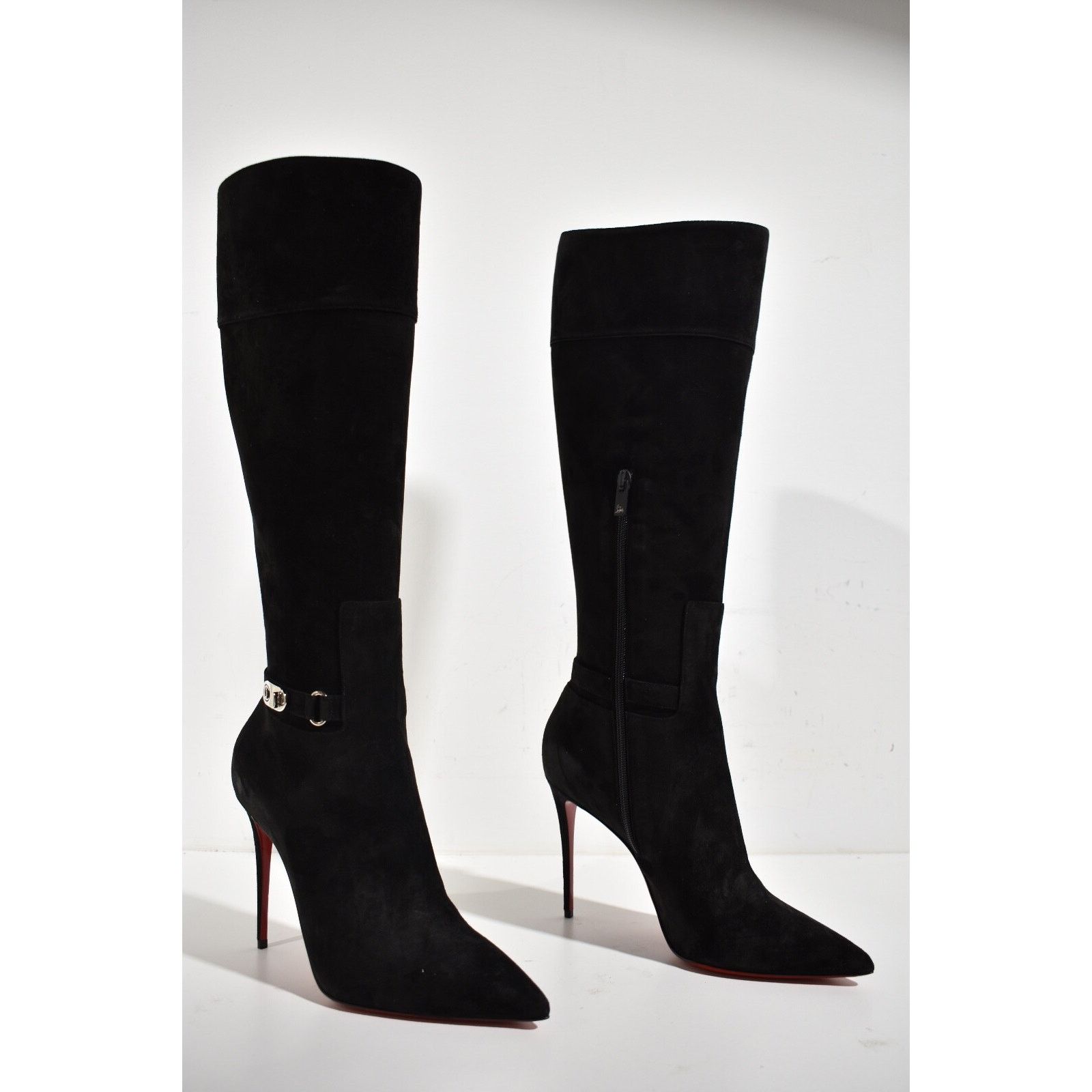 Christian Louboutin Christian Louboutin Lock Kate Botta 100 Black Suede Knee Size US 10.5 / IT 40.5 - 4 Thumbnail
