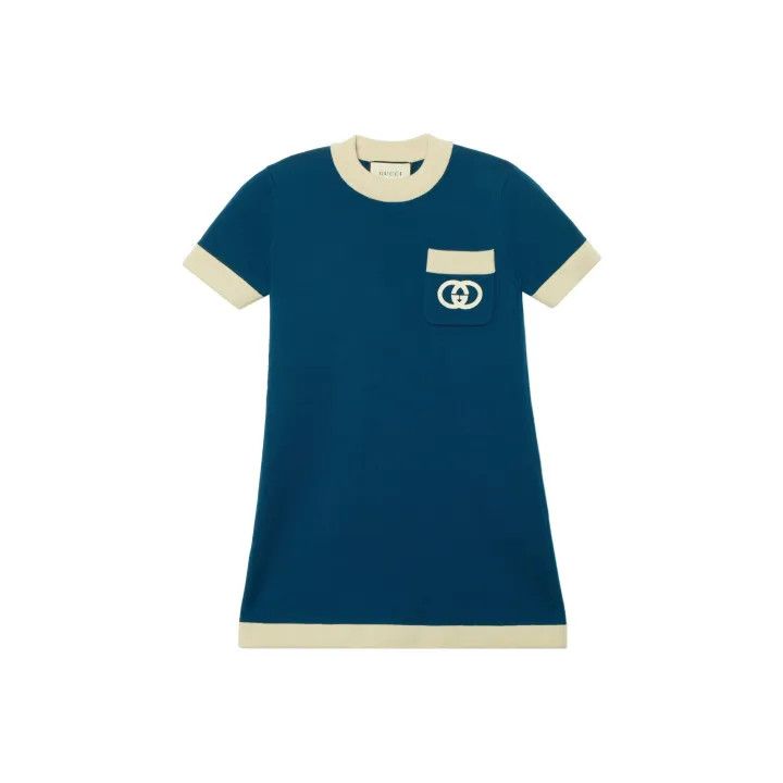 Gucci Colorblock Crewneck Short Sleeve Dress