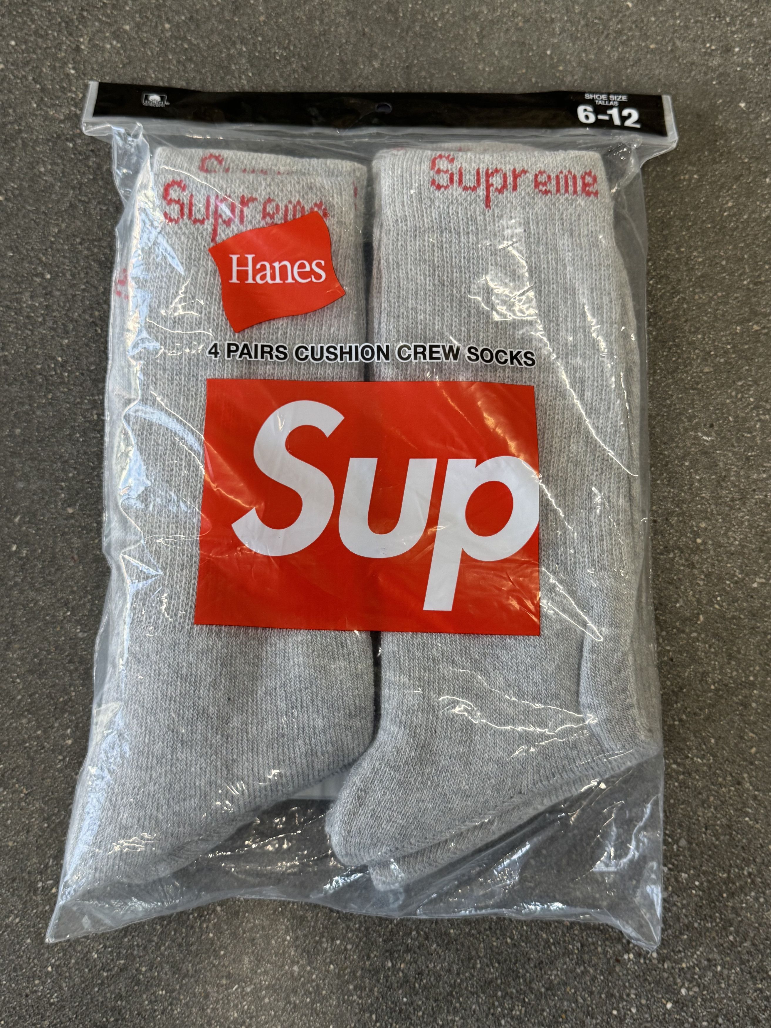 Supreme Supreme Hanes Crew Socks (4 Pack) Heather Grey Size ONE SIZE - 1 Thumbnail