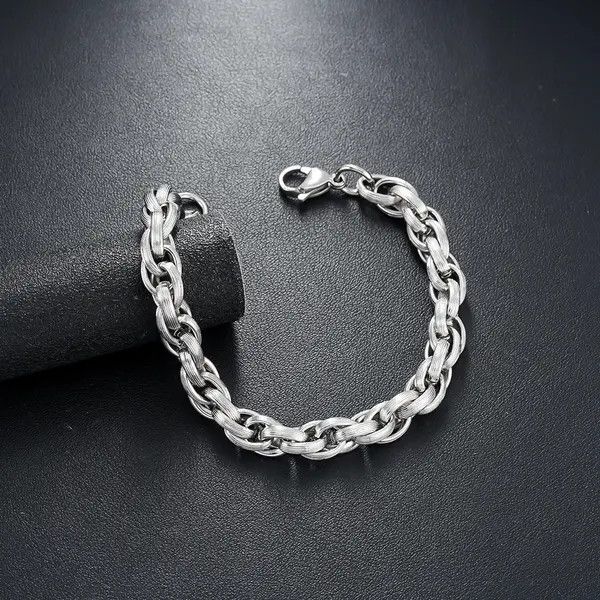 Jewelry Silver Chain Link Bracelet, Chunky Men's Bracelet Size ONE SIZE - 2 Thumbnail