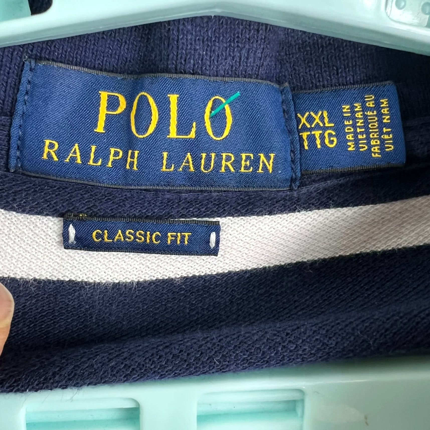 Ralph Lauren VINTAGE Ralph Lauren Polo Shirt Mens 2XLT Short Sleeve Blue Striped Casual Golf Size US XXL / EU 58 / 5 - 5 Thumbnail