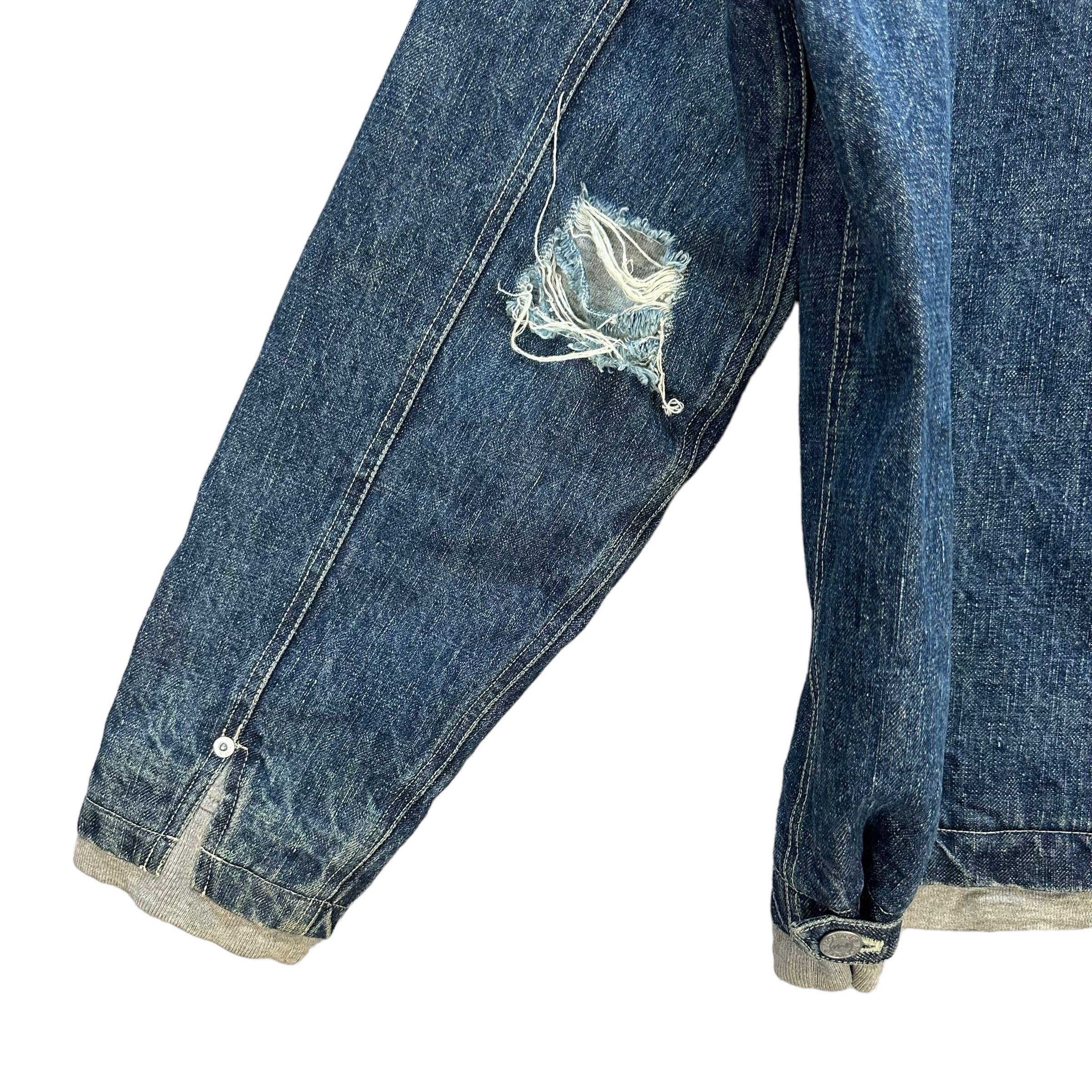 Japanese Brand MONTAGE DENIM CROWD DISTRESSED DOUBLE LAYER JACKET #8391-007 Size US L / EU 52-54 / 3 - 14 Thumbnail