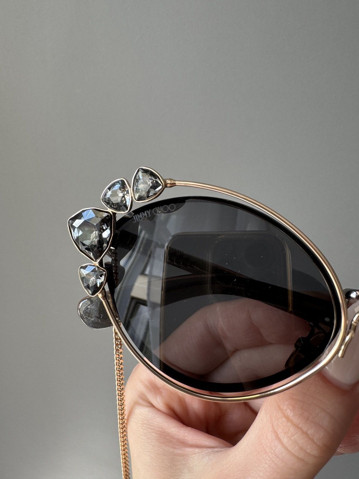 Jimmy Choo JIMMY CHOO SHINE/S 2M2M IR With Chain Black Ruthenium Size ONE SIZE - 5 Thumbnail