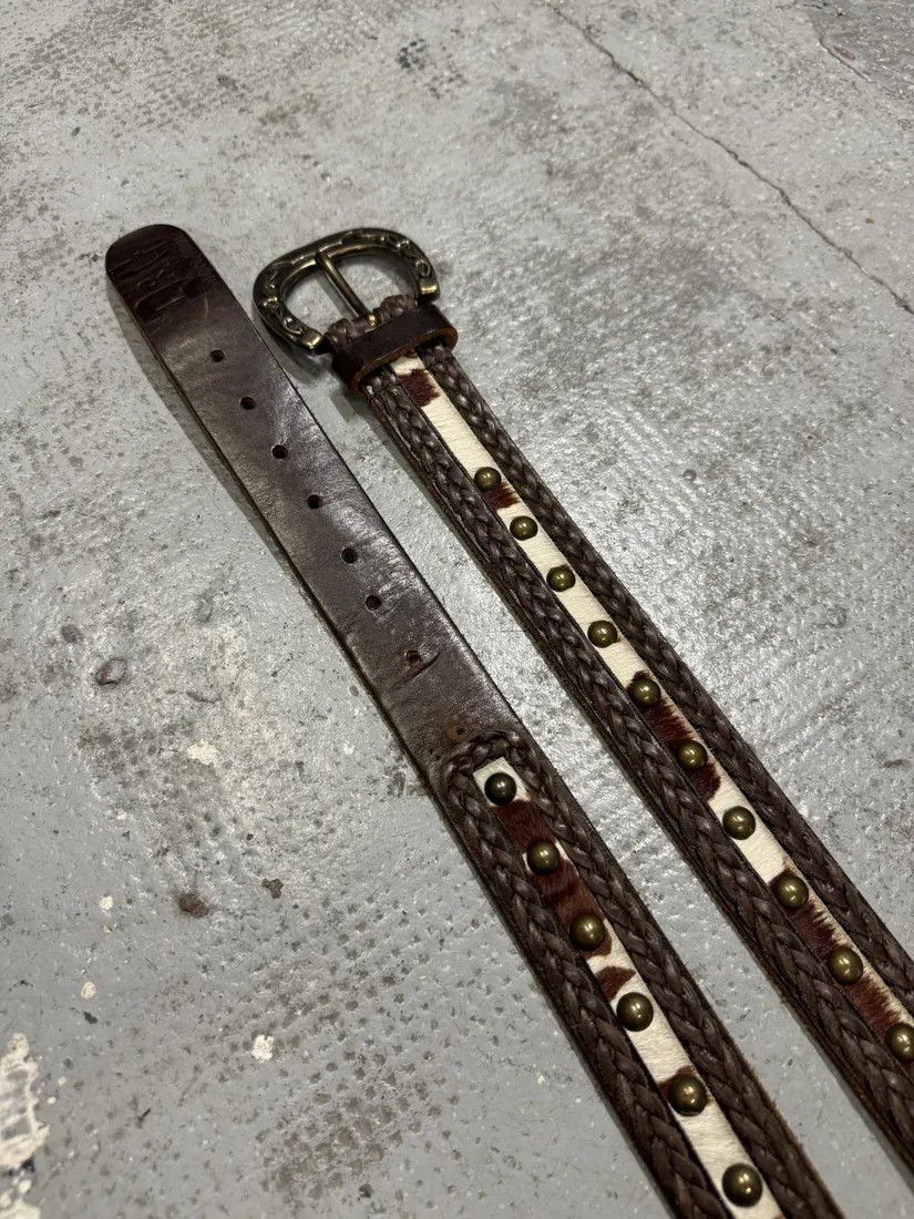 Designer × Dolce & Gabbana × Vintage 2000s Dolce & Gabbana Woven Leather Cow Pony Hair Belt Size ONE SIZE - 2 Thumbnail