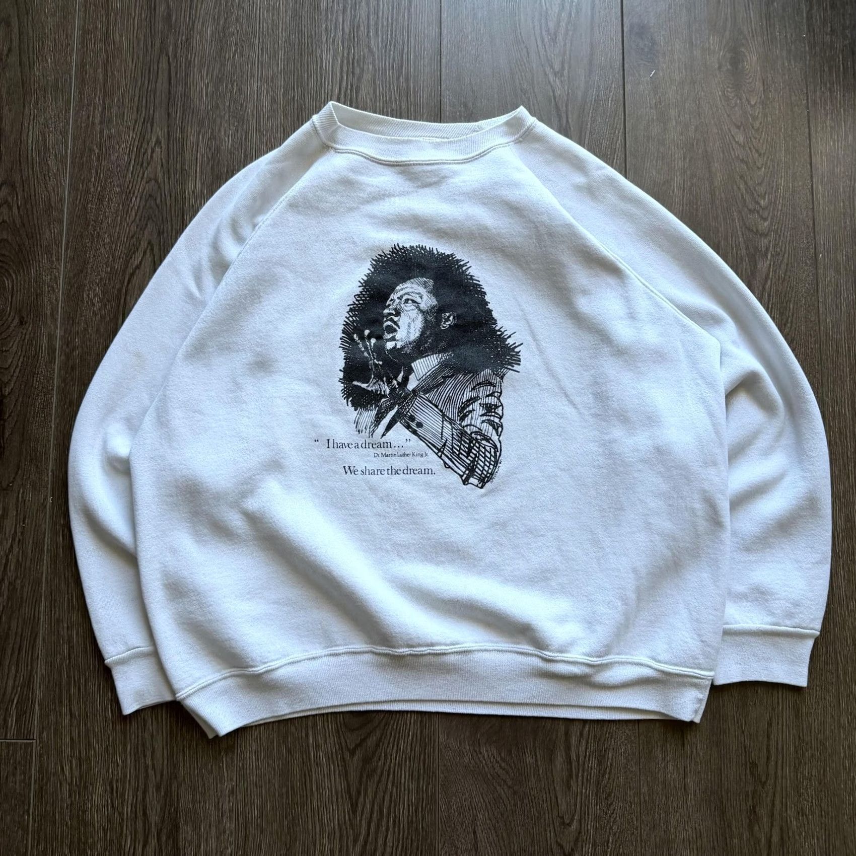Vintage VINTAGE MLK Sweatshirt Crewneck I Have A Dream Mens XL White Fleece USA Graphic Size US XL / EU 56 / 4 - 3 Thumbnail