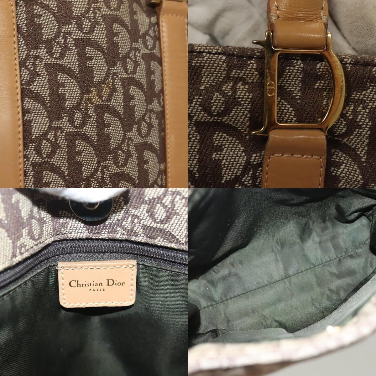 Dior DIOR Trotter Canvas Hand Bag Brown Gold Size ONE SIZE - 11 Thumbnail