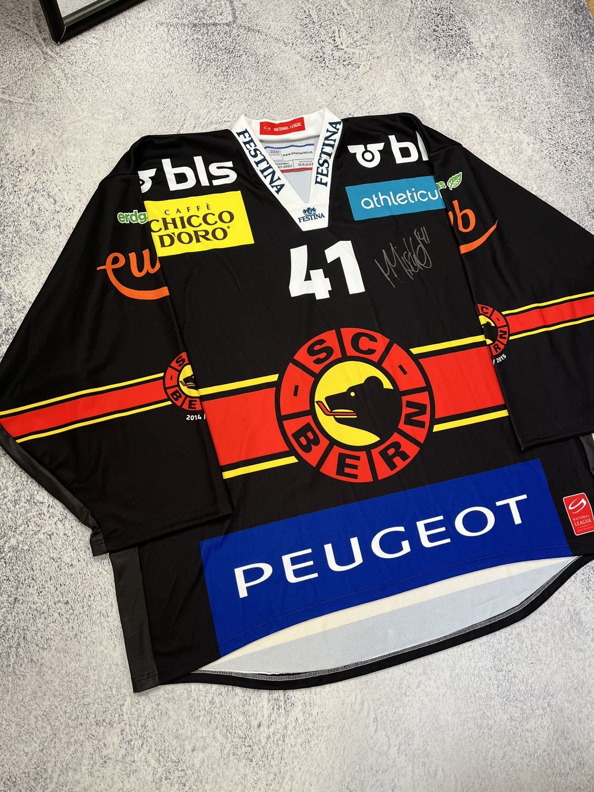 NHL SC Bern Ice Hockey Jersey #41 Mischler NHL CCM Signed Rare Size US XXL / EU 58 / 5 - 2 Thumbnail