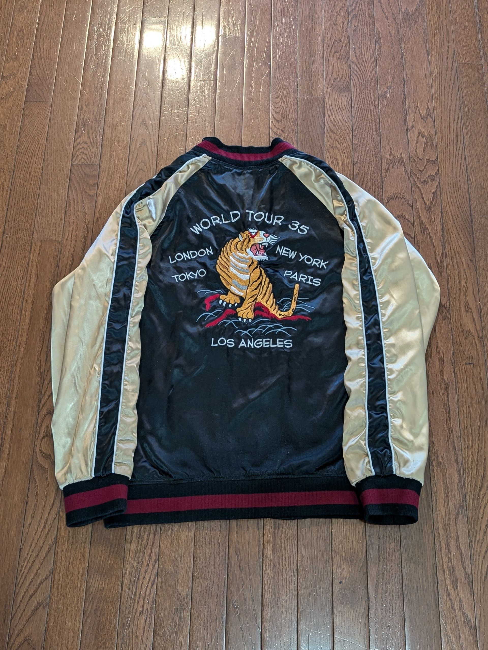 Stussy Stussy World Tour 35 Satin Bomber Jacket - Size: XL | Grailed