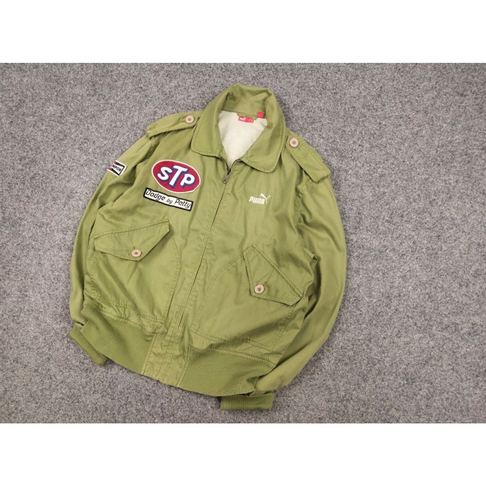Puma Vintage Puma Richard Petty Jacket - Green STP Logo Dodge Nascar Canvas Full Zip, 90s Style, Unisex Adult M Size US M / EU 48-50 / 2 - 4 Thumbnail