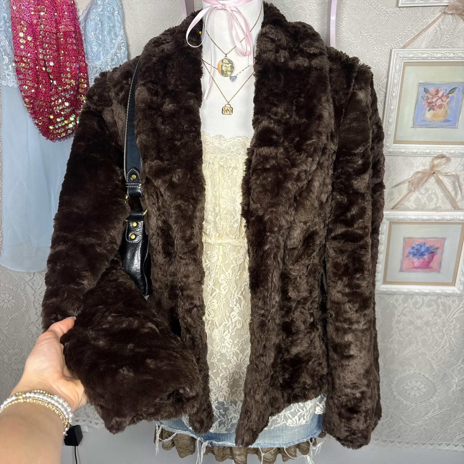 Style & Co vintage faux fur brown cozy jacket Size M / US 6-8 / IT 42-44 - 3 Thumbnail