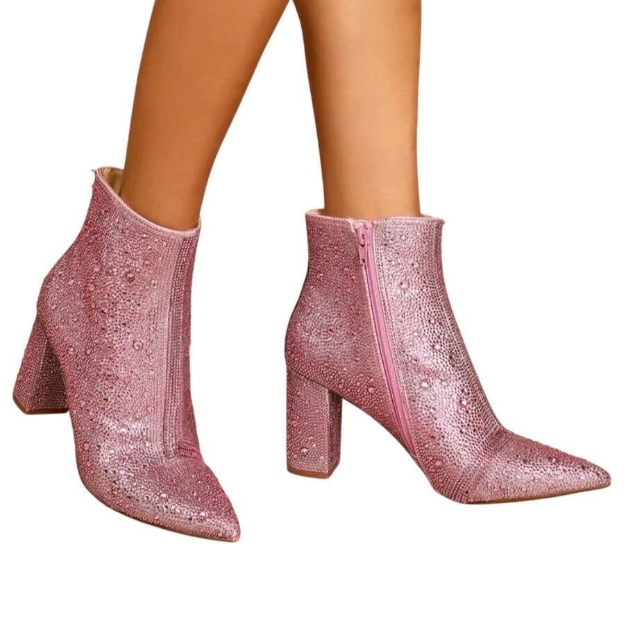 Betsey Johnson Betsey Johnson Cady Light Pink Rhinestone Ankle Booties 11 S Size US 11 / IT 41 - 2 Thumbnail
