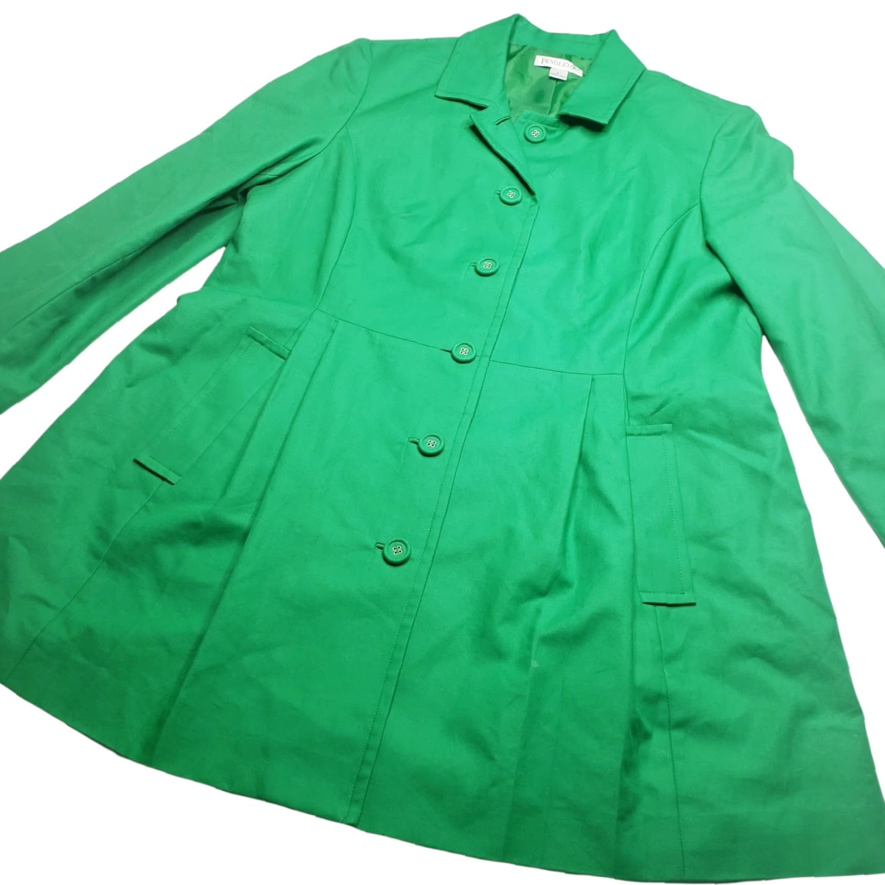 Pendleton Womens Pendleton Bright Green Size Large Dress Jacket Coat With Pockets Size L / US 10 / IT 46 - 3 Thumbnail