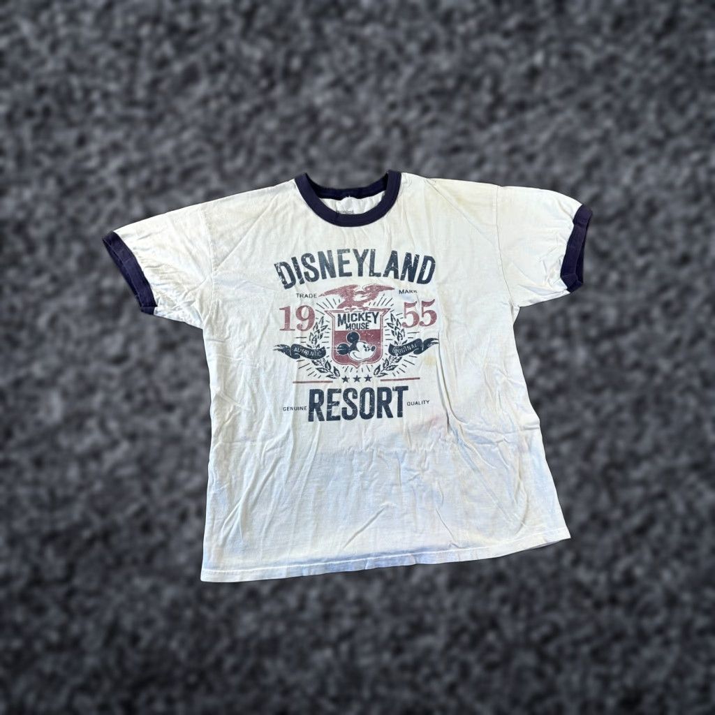 Disney Disney Shirt Mens Large White Blue Ringer Mickey Dinseyland Theme Park FLAW Size US L / EU 52-54 / 3 - 1 Thumbnail