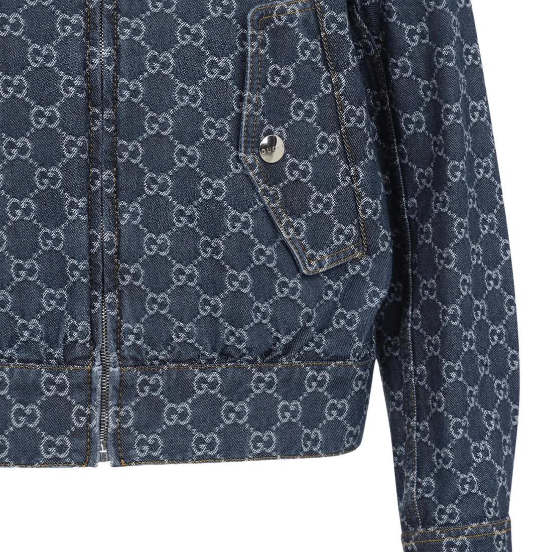 Gucci GUCCI Blue GG Denim Bomber Jacket New & Authentic Size S / US 4 / IT 40 - 3 Thumbnail