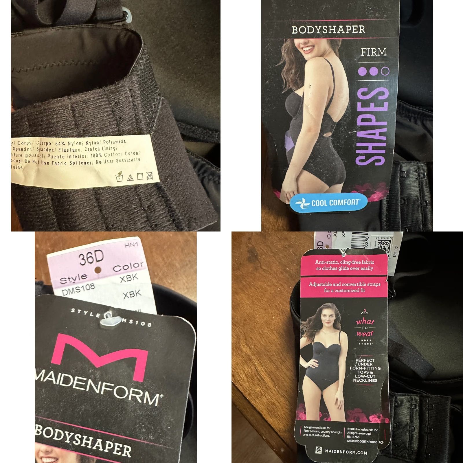 Vintage VINTAGE MAIDENFORM Bodysuit Body Shaper Firm Support Molded Cup Bra 36D NEW Black Nylon Rockabilly Girdle Womens Size M / US 6-8 / IT 42-44 - 8 Thumbnail