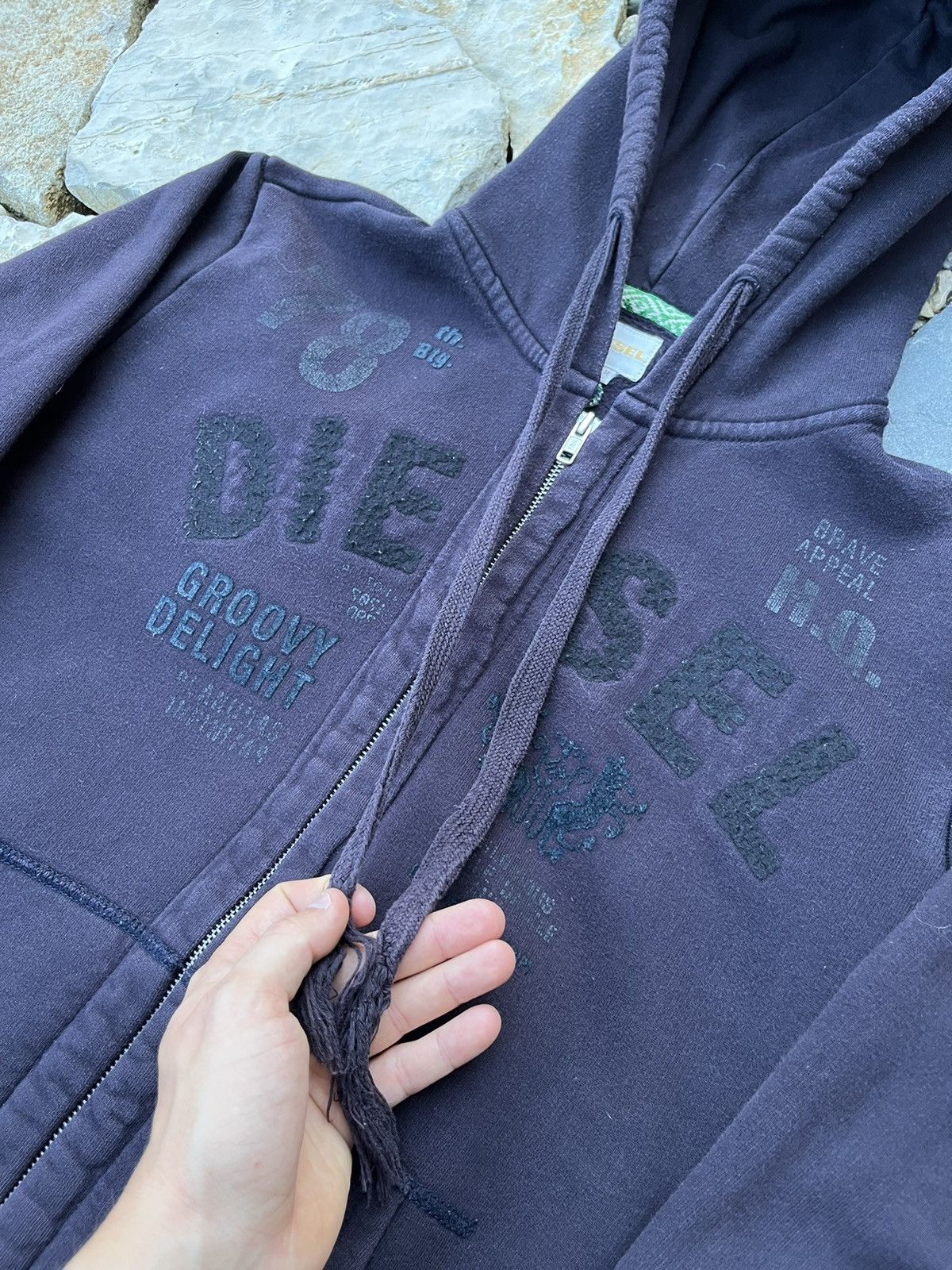 Diesel × Vintage Vintage Diesel y2k zip hoodie faded distressed washed retro Size US M / EU 48-50 / 2 - 9 Thumbnail