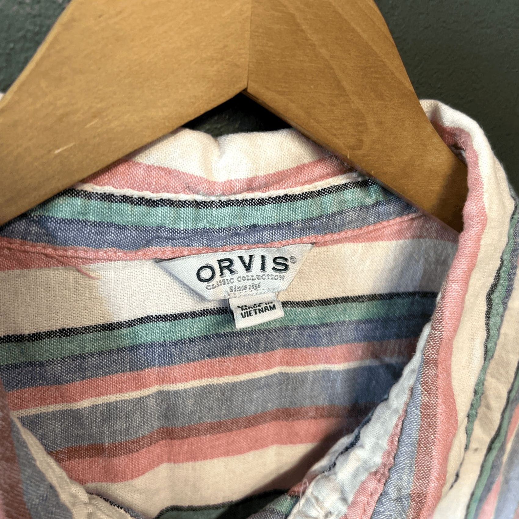 Orvis VINTAGE Orvis Womens Linen Blend Button Down Shirt Striped Short Sleeve Relaxed Fit XL Size XL / US 12-14 / IT 48-50 - 2 Thumbnail