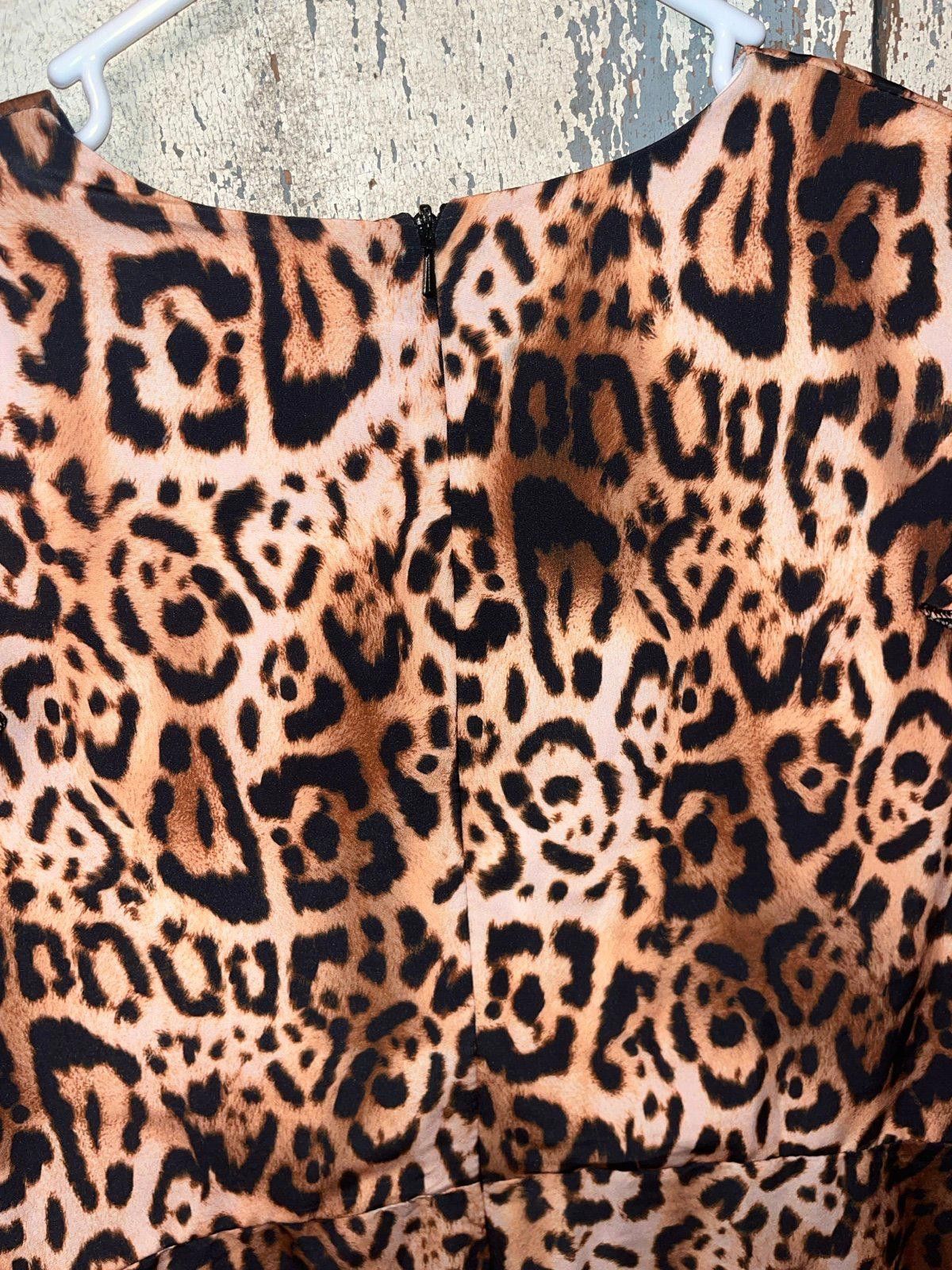 Designer NWT Queen Bee Maternity tie neck midi dress leopard print 12 Size L / US 10 / IT 46 - 6 Thumbnail