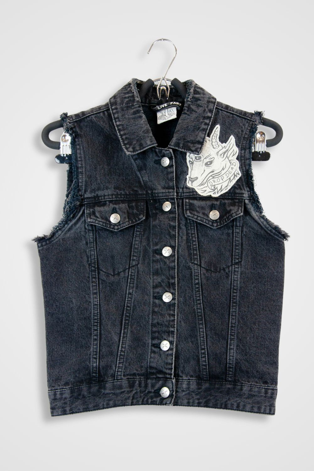 Drop Dead Clothing Drop Dead Punk Denim Vest – Size M Size M / US 6-8 / IT 42-44 - 1 Thumbnail