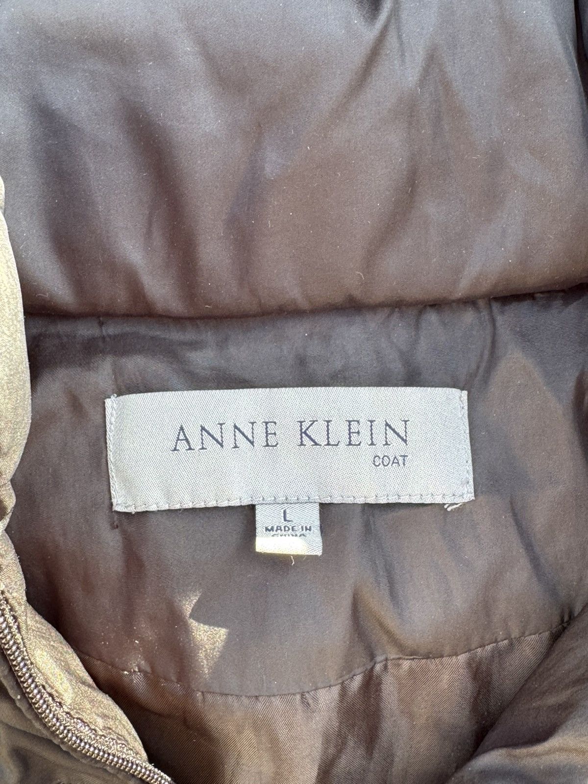 Other Anne Klein Puffer Coat w/ Fur Hood Size L / US 10 / IT 46 - 2 Thumbnail