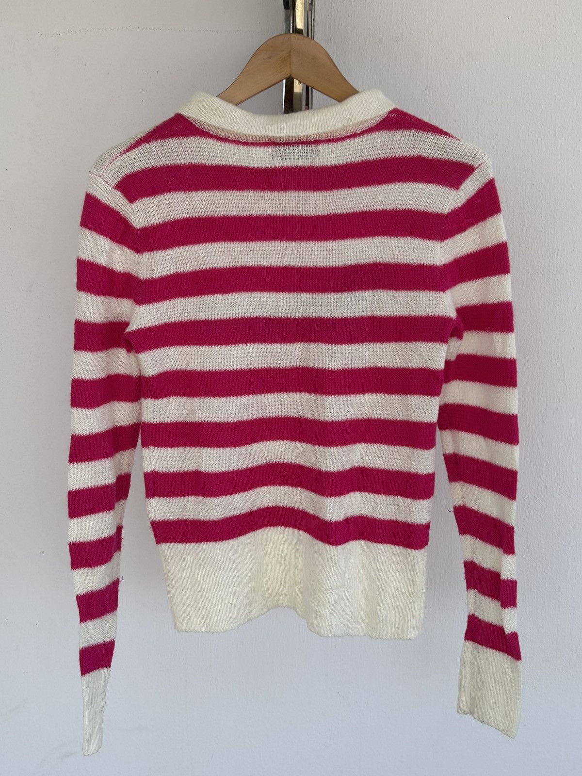 Fiorucci Fiorucci Polo Longsleeve Pink White Pink Stripes Size M / US 6-8 / IT 42-44 - 2 Thumbnail