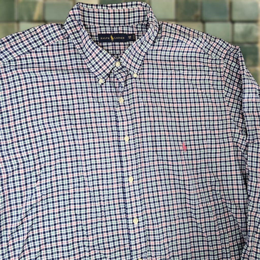 Ralph Lauren Ralph Lauren Shirt Mens 3XB Big Blue Pink Plaid Button-Down Long Sleeve Shirt Size US XXL / EU 58 / 5 - 1 Thumbnail