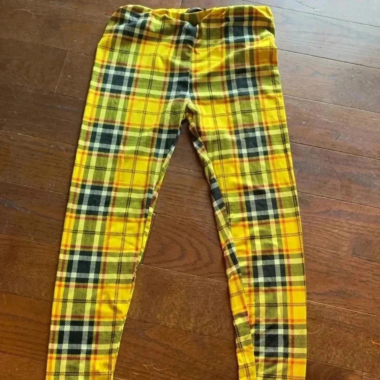 Designer Yellow plaid leggings Size 28" / US 6 / IT 42 - 2 Thumbnail