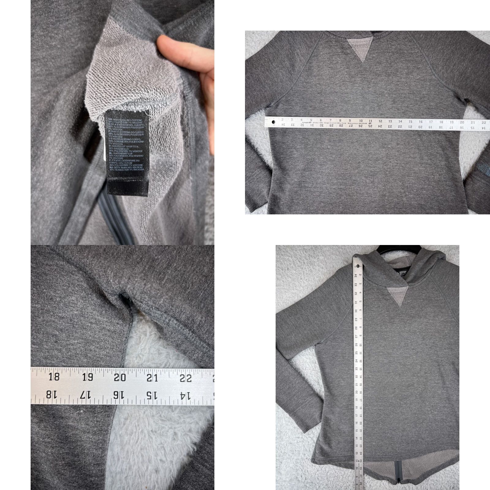 The North Face The North Face Hoodie Womens Medium Gray Back Zip Cotton French Terry Sweater Size M / US 6-8 / IT 42-44 - 8 Thumbnail