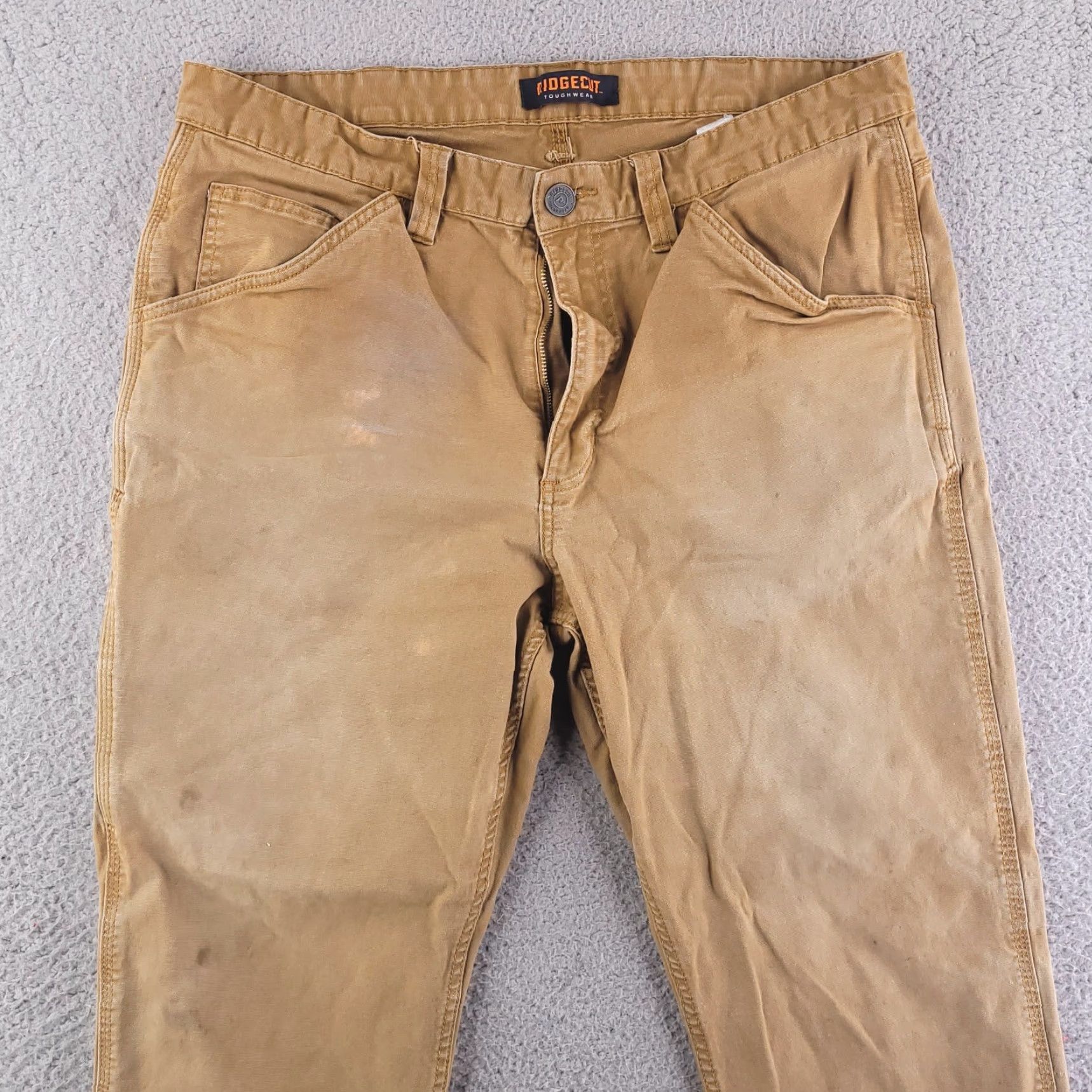 Vintage Ridgecut Toughwear Pants Mens 36x30 Brown Canvas Work Distressed Straight Cotton Size US 36 / EU 52 - 2 Thumbnail