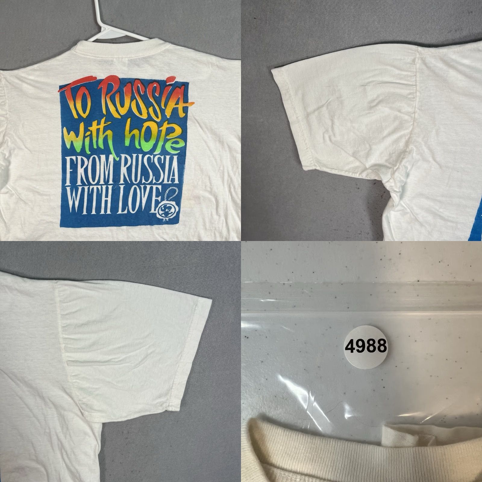 Vintage VTG 1997 Europe Without Borders Russia With Love T Shirt Adult XL White Men Short Sleeve Cotton Graphic Tee Sportswear/Beach 1990s Size US XL / EU 56 / 4 - 8 Thumbnail