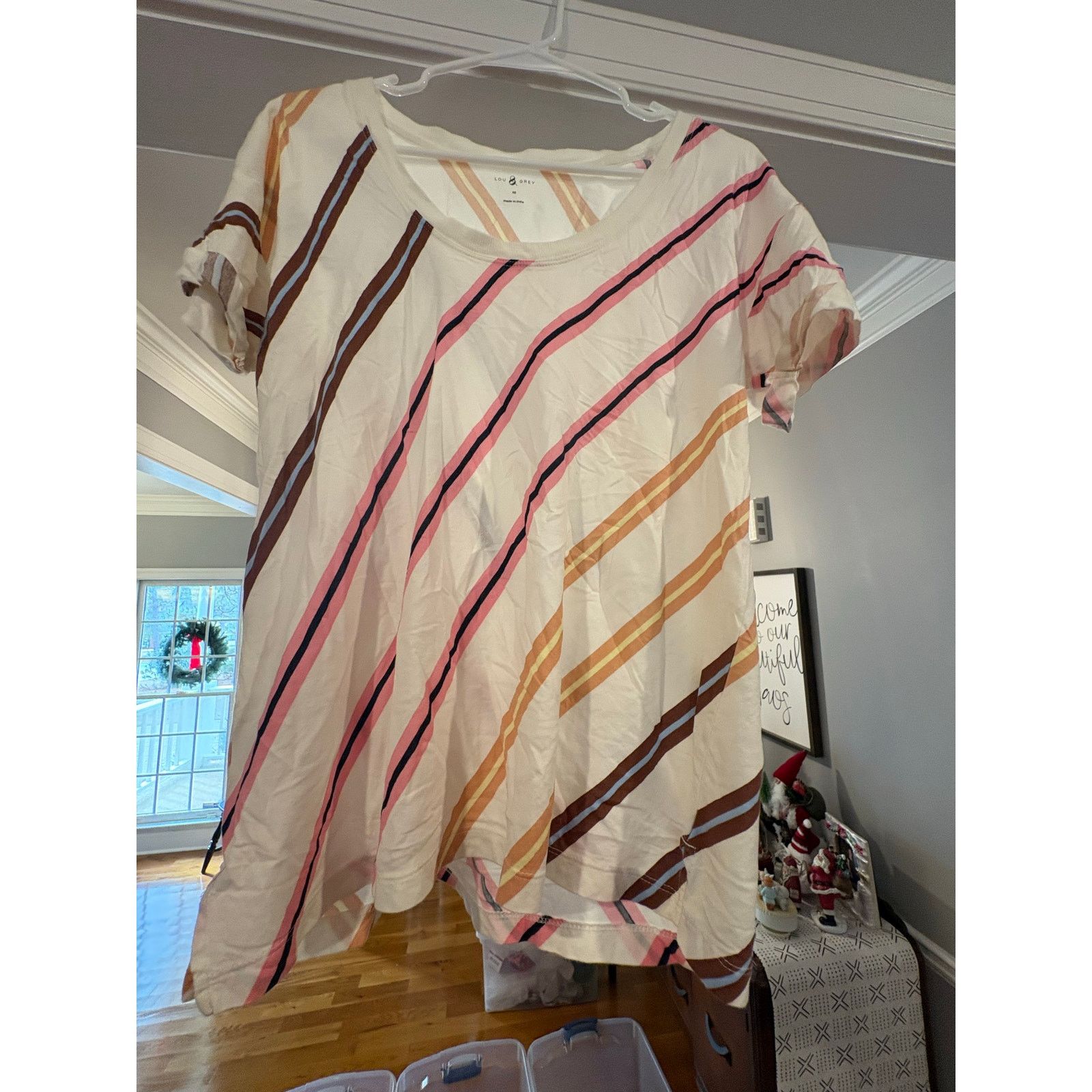 Lou & Grey Lou & Grey XS Striped Short Sleeve Swing Top Cream Size XS / US 0-2 / IT 36-38 - 4 Thumbnail